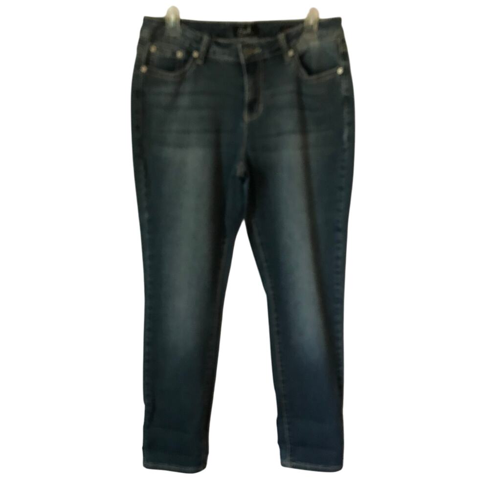 Earl Jeans Size 12 Twelve Womens Medium Wash Skinny Stretch Lace Rhinestones